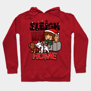 Sleigh Home Cute Kawaii Christmas Cartoon For Pet Lovers Hoodie